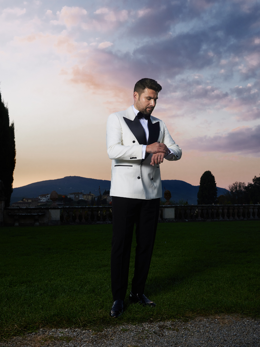 White Dinner Tuxedo Self-Stripe