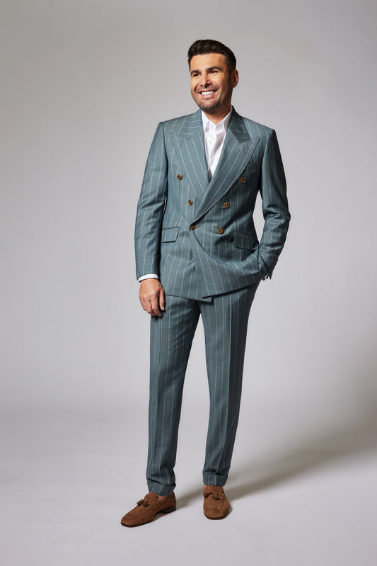 Casual Striped Teal Zegna Tropical