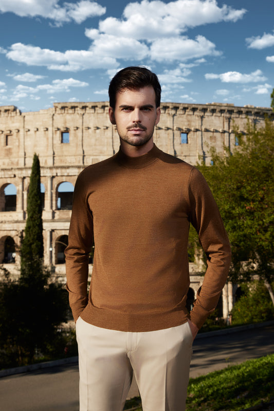 Pulover mock neck Merino Bronze Luxe - Castiano