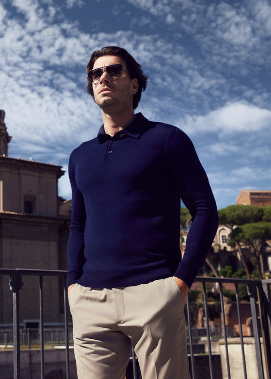 Pulover Merino Navy Polo - TAVIANO