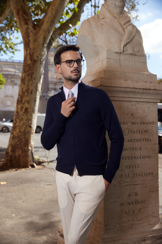 Cardigan Extrafine Merino Zip - ORVELLO