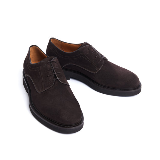 Chunky Suede Derby Shoes - Brown