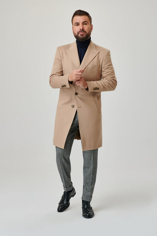 Palton bărbătesc beige Loro Piana 100% cașmir - GIORDANO