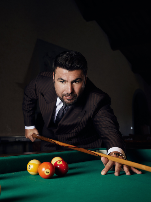 Costum self-stripe Double-Breasted Lână