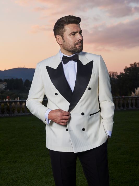 White Dinner Tuxedo Self-Stripe