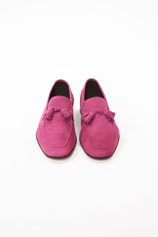 Belgian tasel Loafer piele întoarsă roz (suede) - Cameron