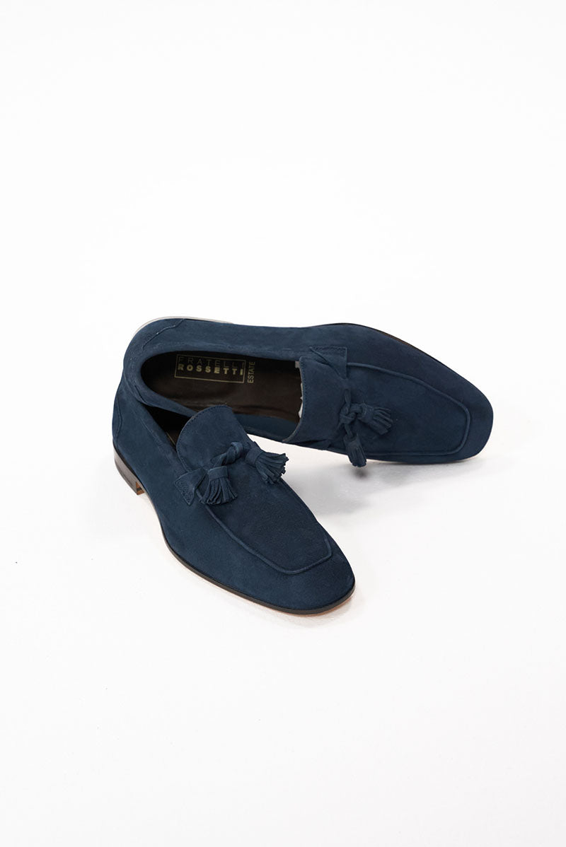 Belgian tassel loafers piele întoarsă bleumarin (suede) - Bennett