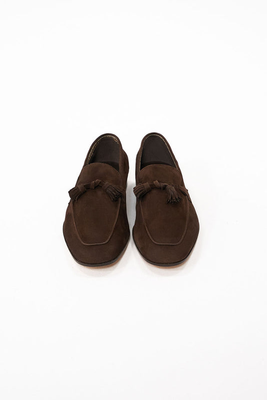 Belgian tassel loafers piele întoarsă maro închis (suede) - Santiago