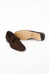 Belgian tassel loafers piele întoarsă maro închis (suede) - Santiago