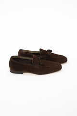 Belgian tassel loafers piele întoarsă maro închis (suede) - Santiago