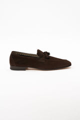 Belgian tassel loafers piele întoarsă maro închis (suede) - Santiago