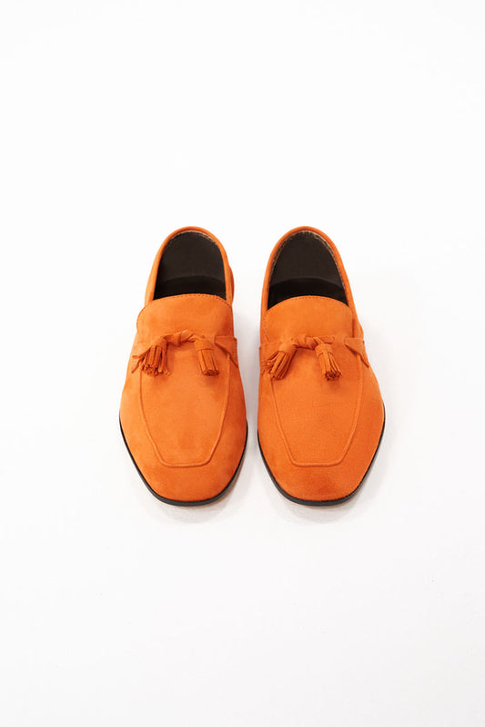 Belgian tassel loafers piele întoarsă orange (suede) - Wesley