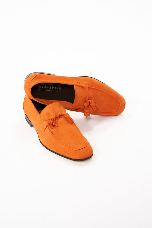 Belgian tassel loafers piele întoarsă orange (suede) - Wesley