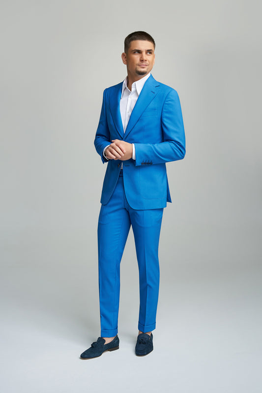 Costum Casual Scabal Azure Blue Raffaele