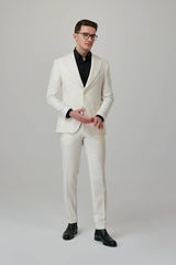 Costum bărbătesc casual single breasted alb ALL - WHITE - TITUS