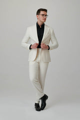 Costum bărbătesc casual single breasted alb ALL - WHITE - TITUS