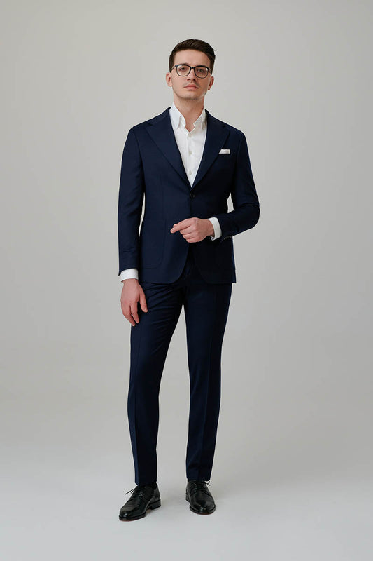 Costum casual single breasted culoare Navy Blue- Loro Piana- ROCCO