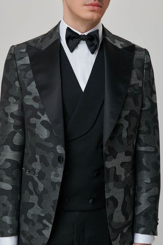 Costum ceremonie single breastedmodel camouflage rever ascuțit - WYLDER