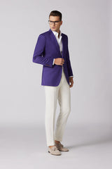 Costum casual cu sacou single breasted violet cu pantalon ivory - DAMIAN