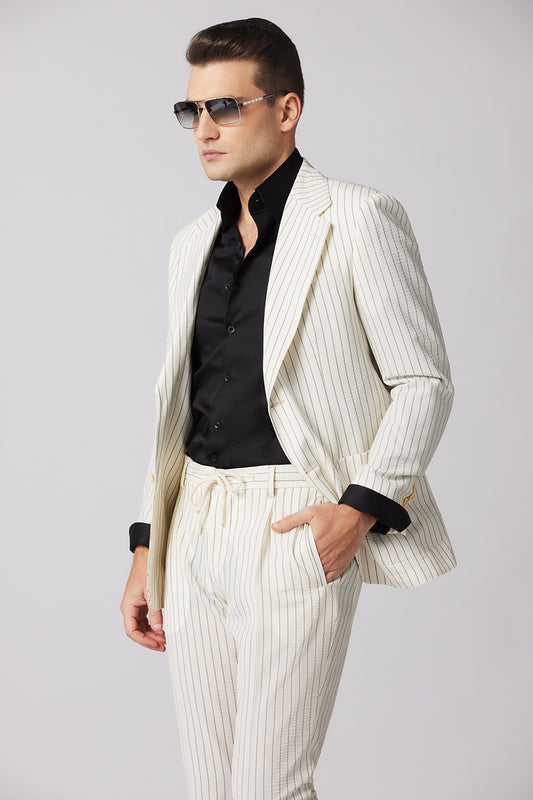 Costum casual ivory pinstripe VALENTIN