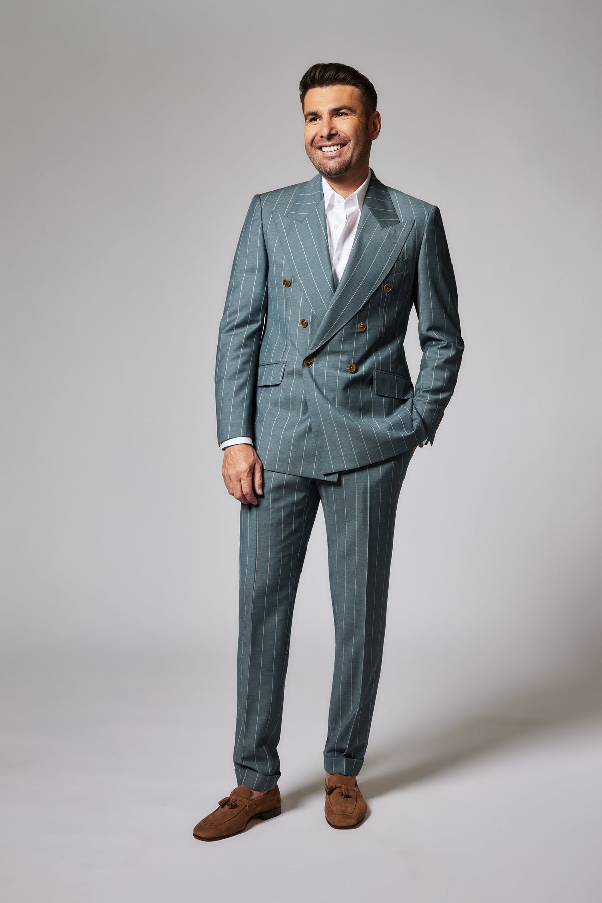 Casual Striped Teal Zegna Tropical
