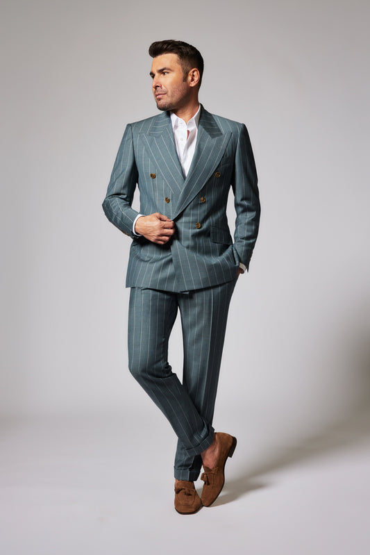Casual Striped Teal Zegna Tropical