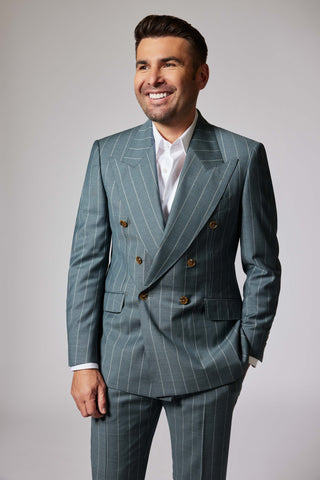 Casual Striped Teal Zegna Tropical