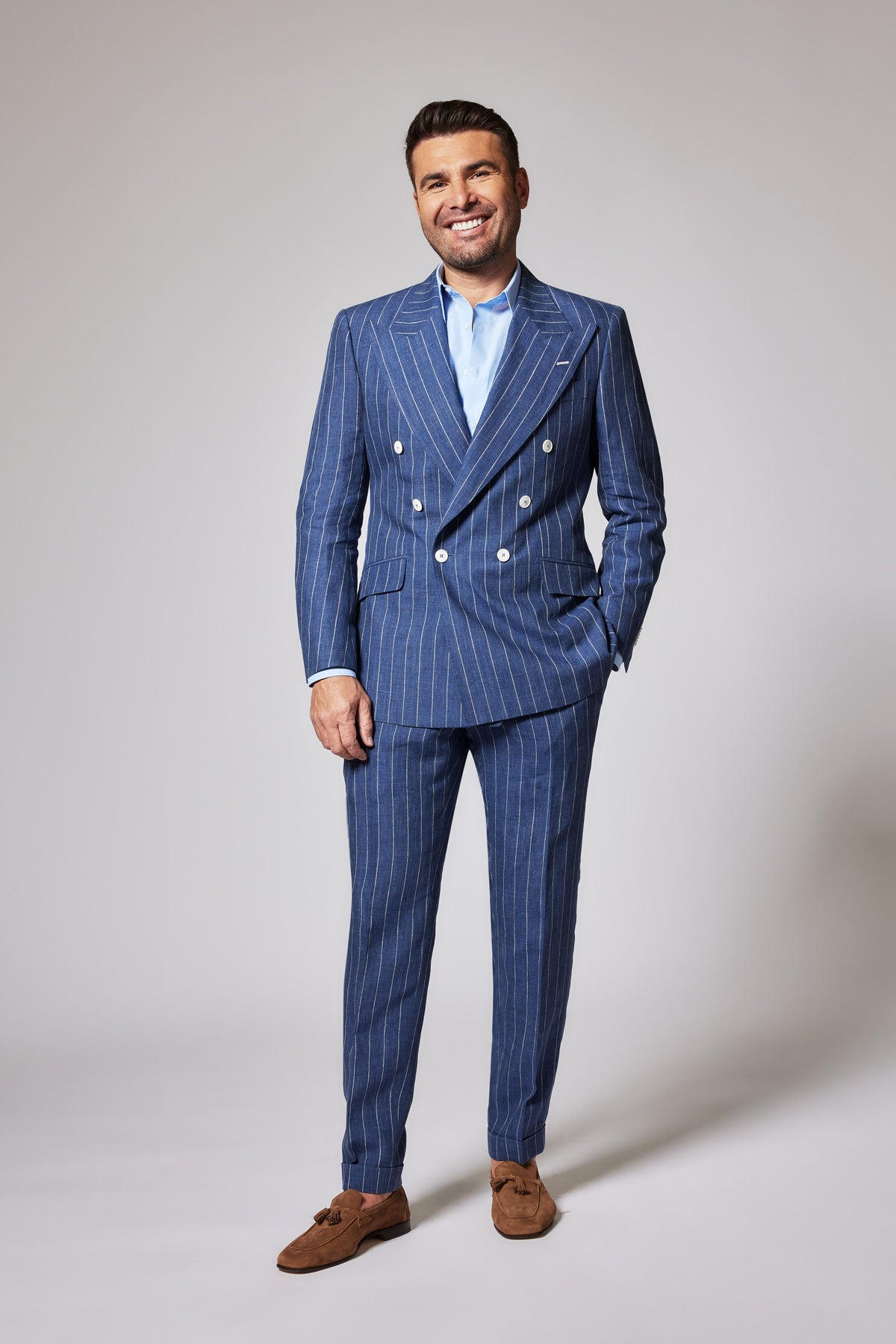 Casual Pinstripe Vibrant Blue Zegna