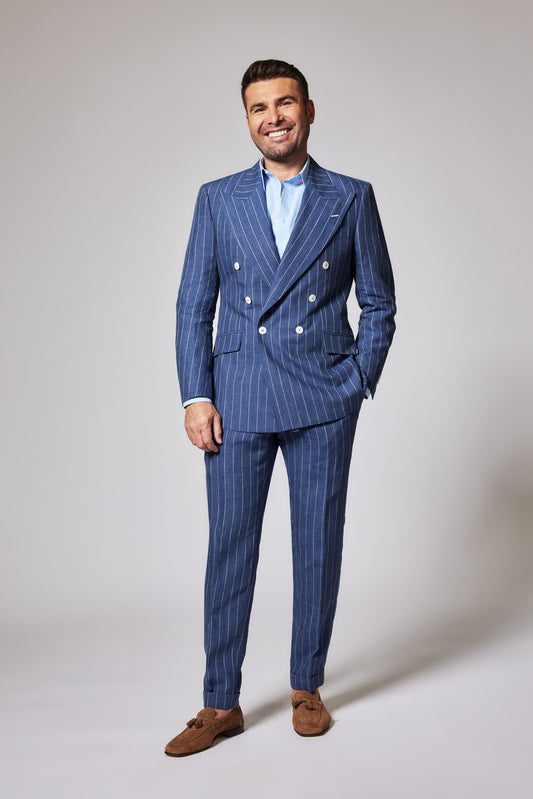 Casual Pinstripe Vibrant Blue Zegna