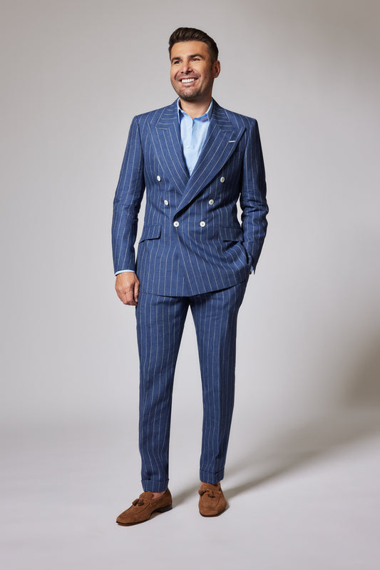 Casual Pinstripe Vibrant Blue Zegna