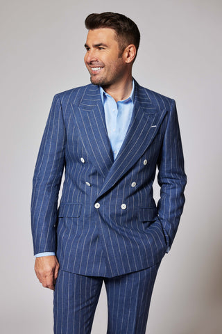 Casual Pinstripe Vibrant Blue Zegna