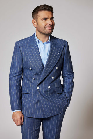 Casual Pinstripe Vibrant Blue Zegna