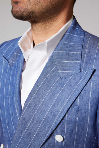 Casual Pinstripe Blue Țesătură Loro Piana