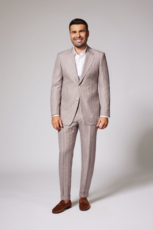 Casual Beige Taupe Zegna Linen