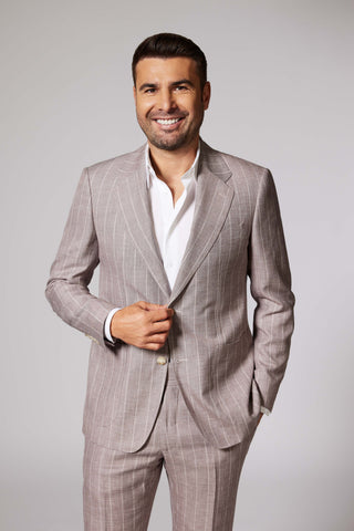 Casual Beige Taupe Zegna Linen