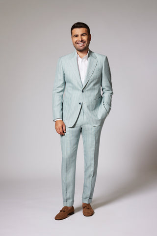 Casual Pinstripe Mint Zegna Linen