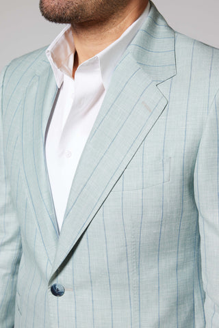 Casual Pinstripe Mint Zegna Linen