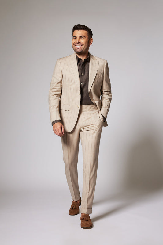 Casual Pinstripe Beige Zegna Tropical