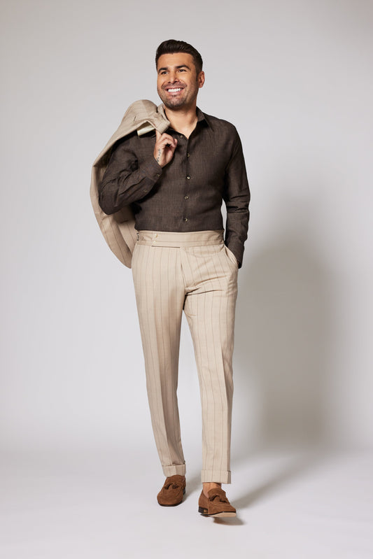 Casual Pinstripe Beige Zegna Tropical
