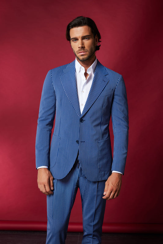 Costum Casual Blue Pinstripe Arturo