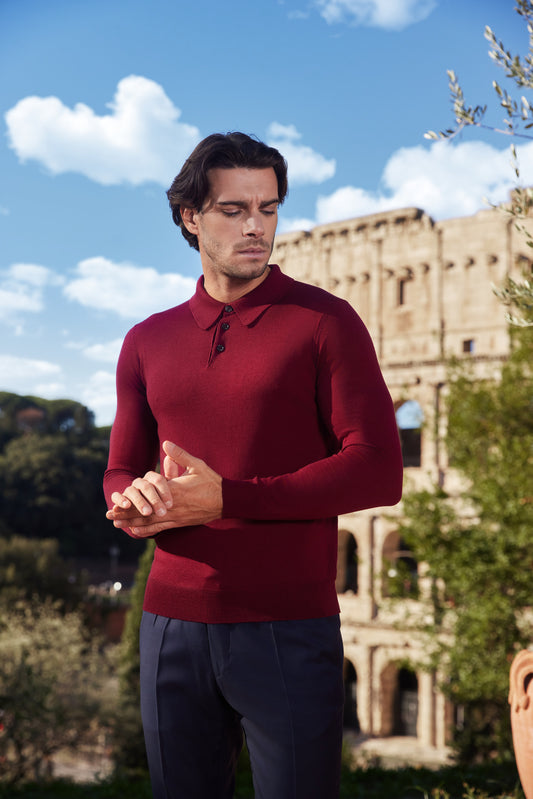 Merino Burgundy Polo Buttons