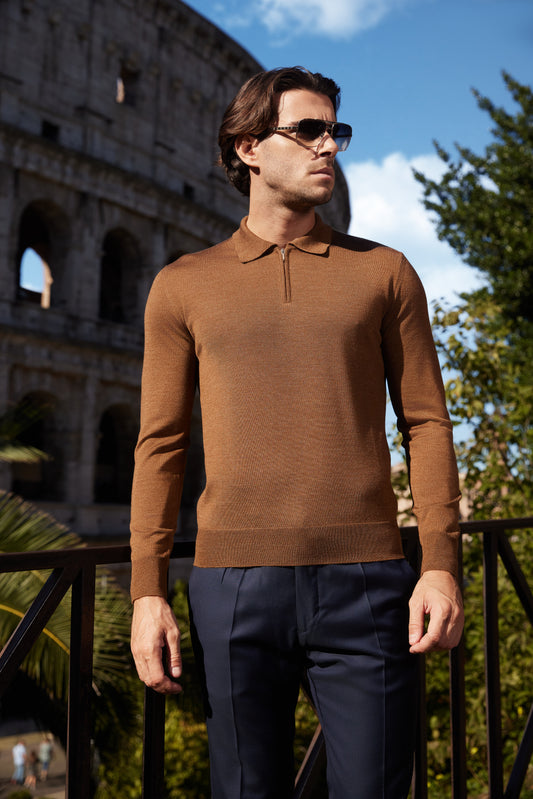 Merino Caramel Zip