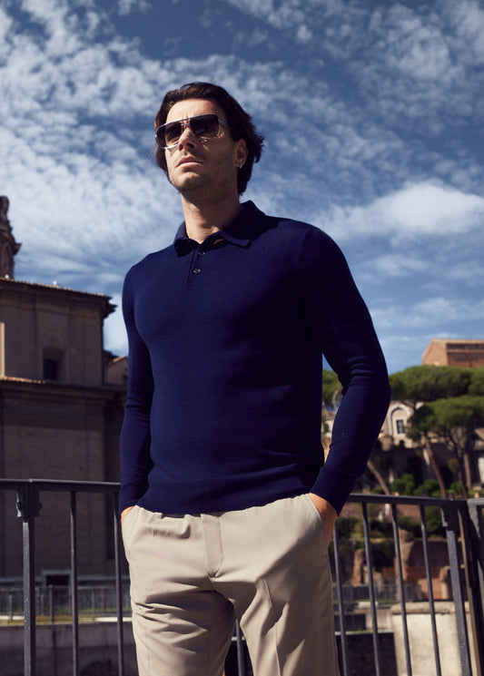 Merino Navy Polo