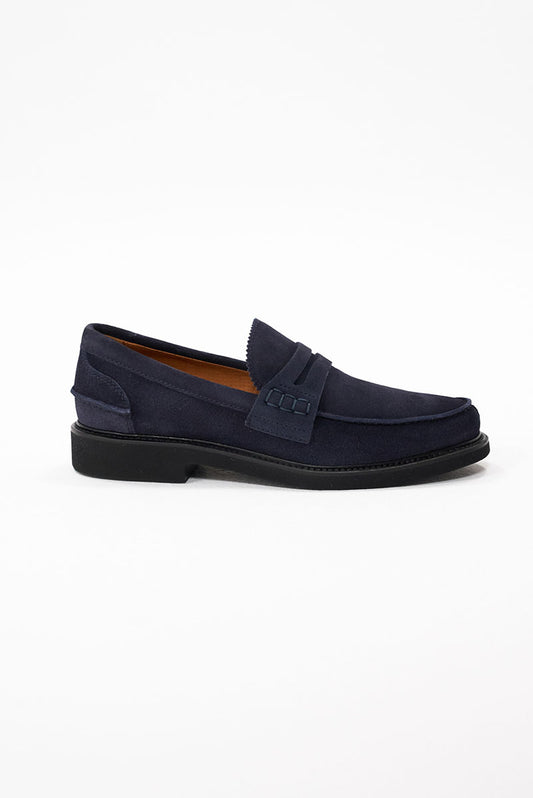 Pantofi Penny Loafer Suede suede (piele întoarsă) bleumarin – talpă înaltă - Mason