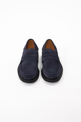 Pantofi Penny Loafer Suede suede (piele întoarsă) bleumarin – talpă înaltă - Mason