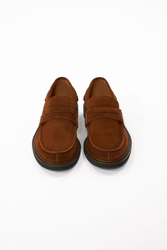 Pantofi Penny Loafer Suede suede (piele întoarsă) maro talpă înaltă - BART