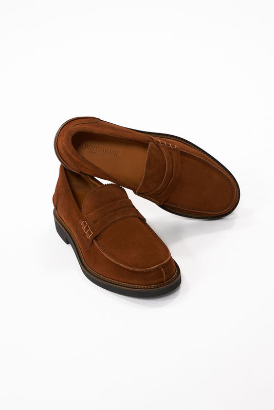 Pantofi Penny Loafer Suede suede (piele întoarsă) maro talpă înaltă - BART