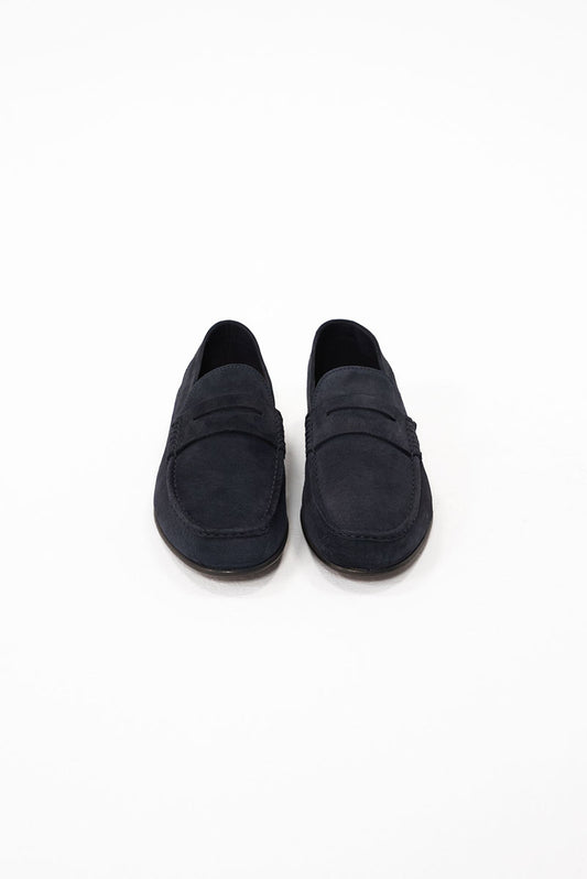 Penny Loafer Suede piele întoarsă – bleumarin – talpă joasă - CARTER