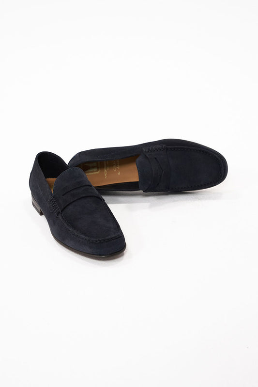 Penny Loafer Suede piele întoarsă – bleumarin – talpă joasă - CARTER