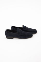 Penny Loafer Suede piele întoarsă – bleumarin – talpă joasă - CARTER